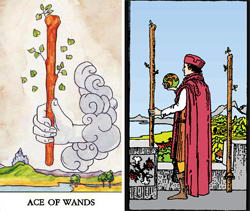 The Ace and Two of Wands